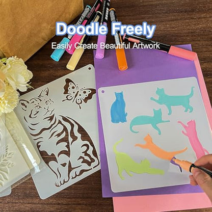 16 Pcs Cat Quote Stencils for Painting, Funny Pet Signs and Gifts 8 Inch - color: Cat