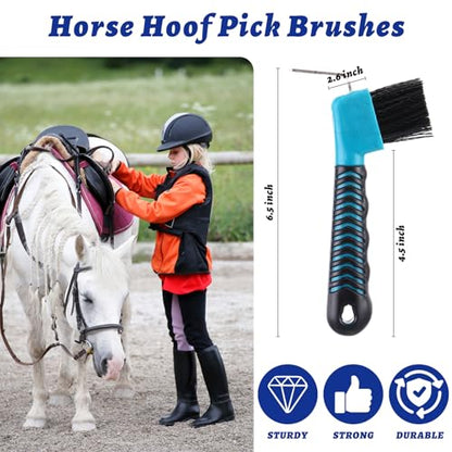 Zhehao 20 Pieces Horse Hoof Pick Brush with Soft Rubber Handle Portable Hoof Pick with Brush, Random Colors