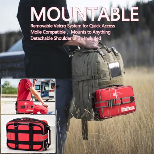 Advanced Comprehensive First Aid Kit with Well Organized Labelled Compartments Removable MOLLE System First Aid Trauma Kits for Car, Home,Camping, Office and etc.-401 Piece - size: Extra Extra Large