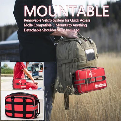 Advanced Comprehensive First Aid Kit with Well Organized Labelled Compartments Removable MOLLE System First Aid Trauma Kits for Car, Home,Camping, Office and etc.-401 Piece - size: Extra Extra Large