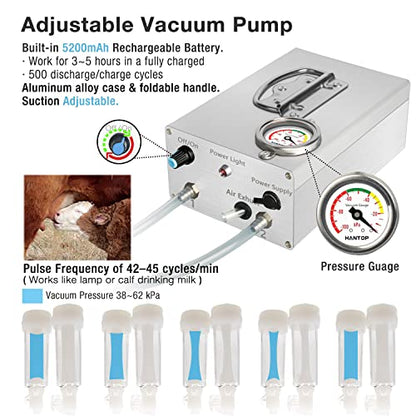 12L Cow Milking Machine, Hantop Pressure Gauge Pump Cow Milker (Pro Plus)