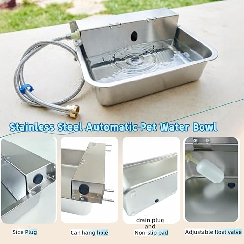 Stainless Steel Automatic Pet Waterer with Flip-Top & Wall Mount - size: Large-Flip cover