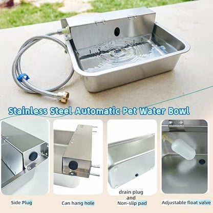Stainless Steel Automatic Pet Waterer with Flip-Top & Wall Mount - size: Large-Flip cover