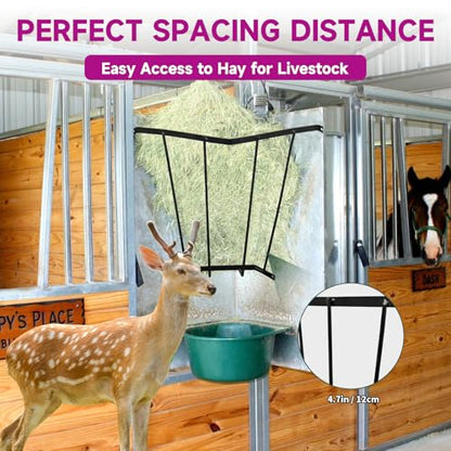 Corner Hay Rack, Wall Mounted 23.3 x 13.2 x 21.7In Hay Rack for Farm Indoor and Outdoor Use, Carbon Steel Hay Feeder Blanket Holder for Horses and Goats