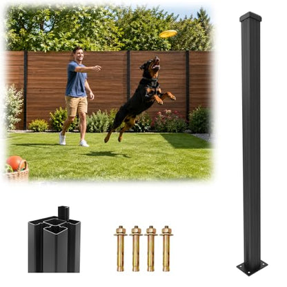 1 Pack 6ft Heavy Duty Aluminium Fence Post, No Dig Metal Post for Outdoor Privacy Fence Panels, Compatible with Wood Slats and Composite Boards for Patio, Backyard, Garden - color: 6 ft Post-1pcs