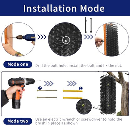 4PCS Livestock Scratching Brush Goat Scratching Tool Post Massage Grooming Brush with 8 Screws for Animals Back Scratcher Itch Brushes for Cattle, Sheep, Horses, Pigs,Cow (4, Black) - color: Black