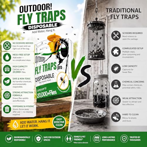 Elasound Fly Traps Outdoor 6 Pack -Water Activated Hanging Fly Traps - size: 6Pack