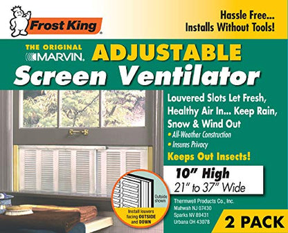 Frost King 2AWS1207 WB Marvin Adjustable Window Screen, 10in High x Fits 21-37in Wide (2 Pack) - style: 10" High x Fits 21-37" Wide (2 Pack)