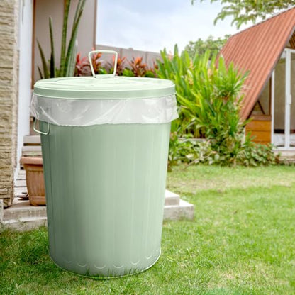 Plexon 20 Gallon Metal Trash Can with Lid Outdoor Large Trash Bin Steel Garbage Can for Garage Patio Farmhouse Bucket Bird Seed Storage Can Heavy Duty Round Container, Green - color: Green