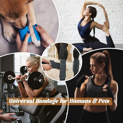 (12-Pack) 1” x 5 Yards | Self Adhesive Bandage Wrap, Skin Colour Athletic Elastic Cohesive Bandage Finger Tape for Wrist and Ankle Sprains & Swelling, Sports Wrap Tape