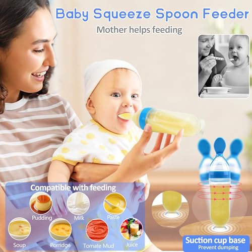 Baby Fruit Feeder Pacifier | Infant Food Feeder Pacifier & Food Dispensing Spoon | Fresh Fruit Teethers for Babies | Silicone Feeder Baby,Mesh teethers for Babies Gifts for Boys and Girls - color: 04-Blue