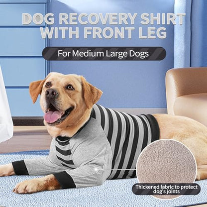 FUAMEY Dog Recovery Sleeve with Elbow Protector,Black Stripes M - color: Black Stripes, size: M(Weight:28-44lbs)