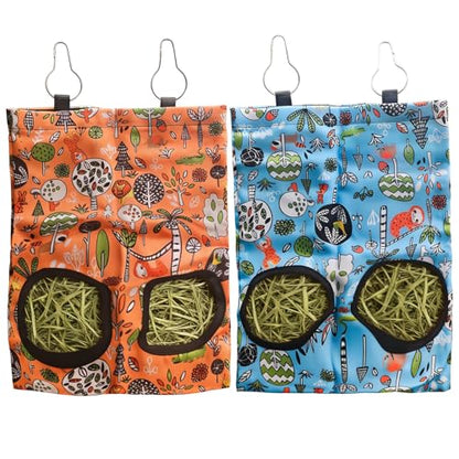 2Pcs Rabbit Hay Feeder Bag 11.8 x 9 Inch Oxford,2 Hole Guinea Pig Hay Bags Storage Dispenser for Rabbits Chinchillas Hamsters Small Pets and Animal,Leakproof Travel Food Container for Cage Outdoor