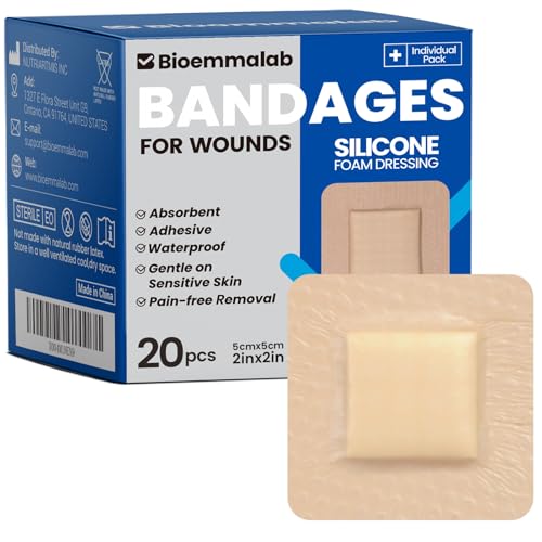 Large Waterproof Bandages 2x2 Silicone Foam Dressing Sensitive Skin, 20 PCS - style: 2"x2"(20PCS)