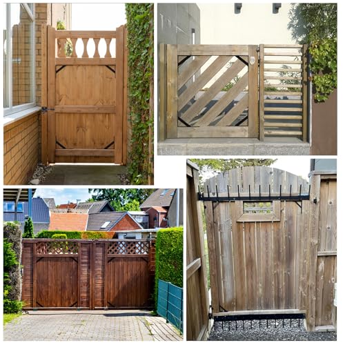 Gate Hardware Kit for Wood Fence, Corner Brace Bracket, Anti Sag Frame Hardware With Latch and Hinges for Wooden Fence Driveway, Black, MKZJ1115 - size: Single Door Set
