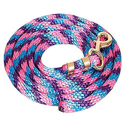 Mustang Poly Lead Rope 9ft. with Bolt Snap - color: Turq/Hotpink/Ppl