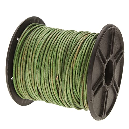 The Beadsmith Leather Cord –Dyed Antique Dark Green– 1mm Spool – 25 Yards/22.86 Meters – Indian Leather Thong Ideal for Braiding, Beading, Necklaces, Fine Lacing, Hair Accessories & DIY Jewelry Making - size: 1mm, style: Dyed Antique Dark Green – 25 Yards