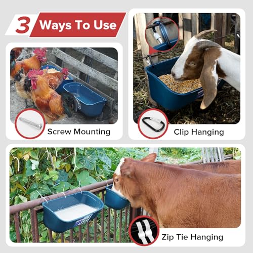 Goovilla Large Feed Trough, Hanging or Screw-in, 2 Pack 9 Quart, Blue - color: Dark Blue, size: 9 Quart