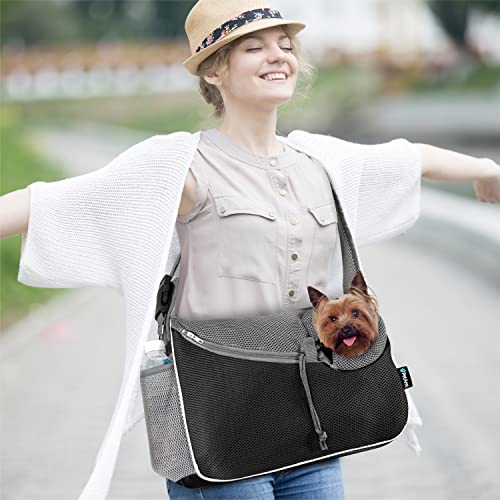 PetAmi Dog Sling Carrier for Small Dog, Hands Free Crossbody Carrier, Black - color: Black