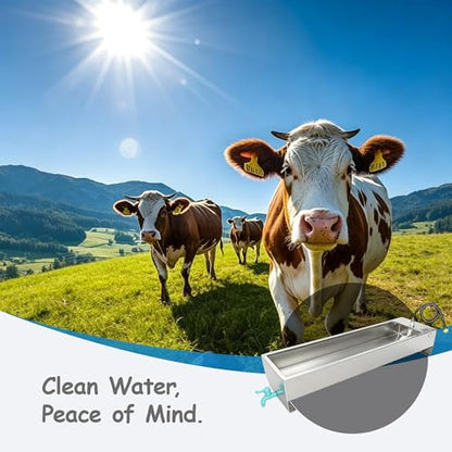 Automatic Livestock Waterer Drinking Trough Large Dog Water Bowl Dispenser 12 Gallon Stainless Steel with Float Valve for Cattle Chicken Goat Horse Pigs Poultry Outdoor Animals - size: 12 Gallon