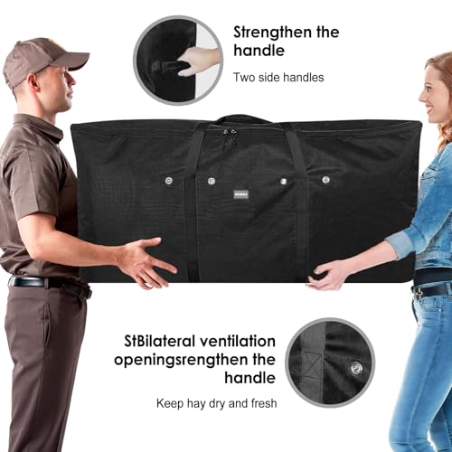 Hay Bale Storage Bag,44 * 22 * 18in Large Hay Bags for Horses,Heavy-Duty Hay Feeder for Goats,Horses,Sheep,Donkey,Horse Hay Bag for Barn Stable (Black)