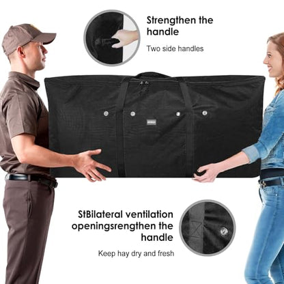 Hay Bale Storage Bag,44 * 22 * 18in Large Hay Bags for Horses,Heavy-Duty Hay Feeder for Goats,Horses,Sheep,Donkey,Horse Hay Bag for Barn Stable (Black)