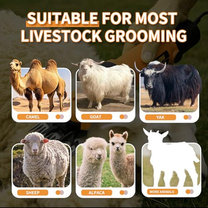 1200W Sheep Shears Clippers, 3200RPM 6-Speed Heavy Duty Electric Sheep Shears, 13T Blades, Professional Livestock Clippers for Farm Alpacas Goats with Video Guide (Orange) - color: Vitality Orange