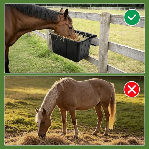3 Pack 17 Quart Rubber Feed Pan, Horse Feed Pan with Stall Hook - color: Black-17 Quart, size: 17 Quart