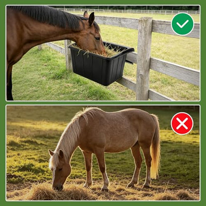 3 Pack 17 Quart Rubber Feed Pan, Horse Feed Pan with Stall Hook - color: Black-17 Quart, size: 17 Quart