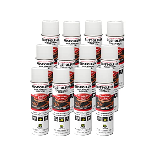 Rust-Oleum 203030-12PK Industrial Choice Inverted Solvent-Based Marking Spray Paint, 17 Oz, White, 12 Pack - color: White, size: 17 Ounce (Pack of 12)