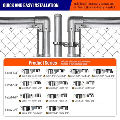Heavy Duty Stainless Steel 2-3/8" x 2-3/8" Chain Link Fence Gate Fork Latch with Hole for Padlock（Fit 2 3/8" Gate Frame） 1Pack - size: 2-3/8''x2-3/8''-1P