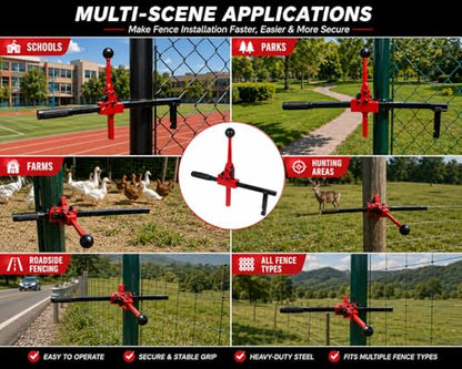 YouTeMei 2 Pcs Fence Stretcher Tool, Ratcheting Wire Fence Tightener, Heavy Duty Fence Tensioner Tool with Ratchet Range, Non-Slip Hook, for Farm, Ranch, Garden & Yard Fence