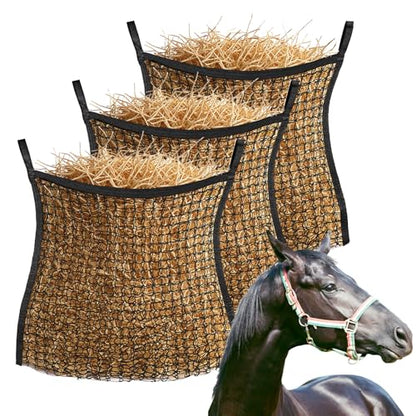 3 Pcs Slow Feed Hay Nets for Horses, 37.5 x 31.5 in Hay Bags for Horses with Large Capacity, Hanging Horse Slow FeedHay Bag for Horse and Sheep Trailer Feeders