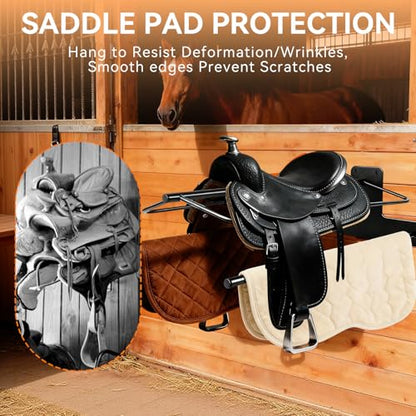 2 Pack Saddle Rack with Double Pad Bar, Wall Mounted Saddle Stand