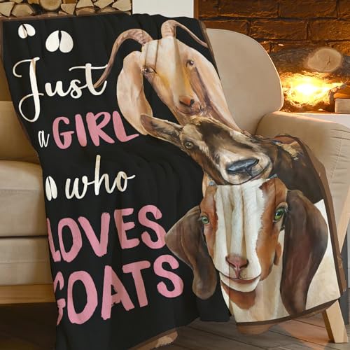 Goat Blanket Gift Just A Girl Who Loves Goats Cozy Plush Throw Blanket Flannel Fleece Ultra Soft Fuzzy Animal Lover Party Blankets for Adult Kids Boys Women Men 50"X40" - color: Three Goats, size: 50"x40"