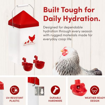 RentACoop 1 Gallon Chicken Waterer with Cups & Nipples