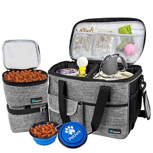 PetAmi Dog Travel Bag Organizer, Pet Supplies Tote Diaper Bag, Gray Medium - color: Grey, size: Medium - 14.5"L x 8"W x 12.0"H