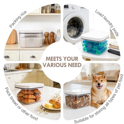 LEAWALK 5-8Lbs/5.92Qt/5.6L Airtight Dog Cat Food Storage Container and Pet Storage Bin BPA-Free. PET Clear Stackable Dog Treat Containers for Pet Food/Rice/Dry/Cereals/Flour/Sugar/Bread - color: White-5.6L-C