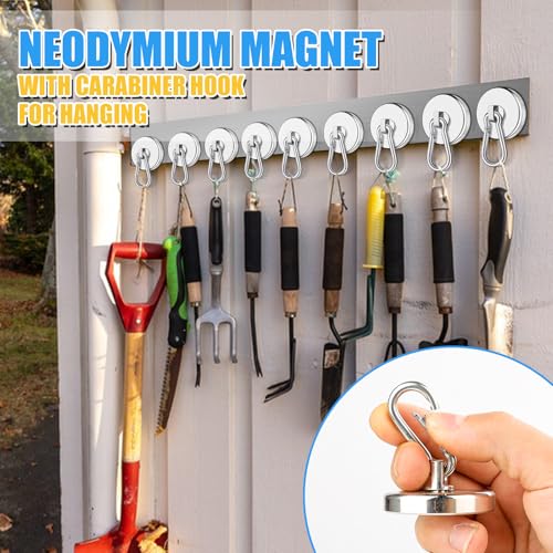200Lbs Magnetic Carabiner Hook 2 Pcs Strong Magnetic Hooks Heavy Duty - style: 200lb-2P