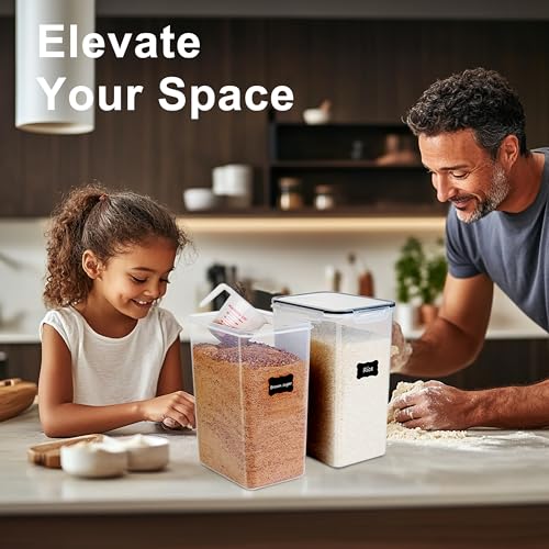 FOOYOO 2 PC Flour Sugar Storage Containers (9.5L | 321 Oz) Extra Large Food Storage Containers with Lids - Airtight Leakproof BPA FREE Flour Container for Rice, Cereal, Sugar - color: 9.5 L - 2 Pack
