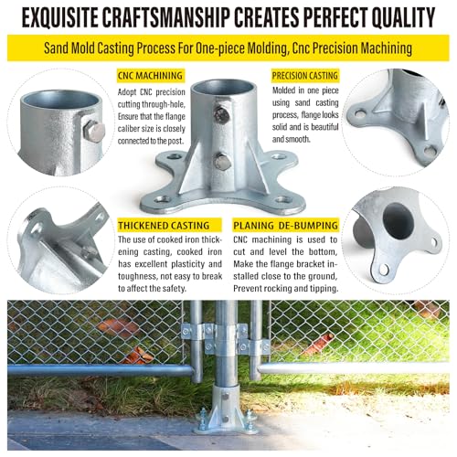 Post 2.5" (2 3/8" OD) Chain Link Fence Post Floor Flange Bracket, for Chain Link Fence Posts, Mailboxes, and Other Steel Round Post Galvanized Anchor Flange Bases (6 Pack) - size: 2.5"