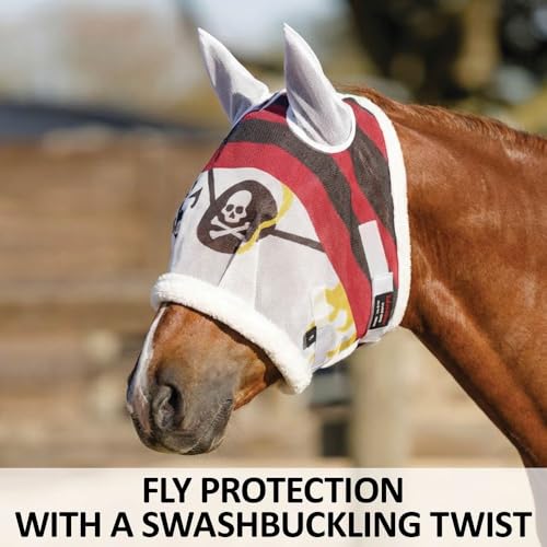 Schneiders Dura-Mesh Mrs. Pirate Designer Fly Horse Mask with Ears | 70% UV Protection | 1000D Mesh | Durable Bug Defense