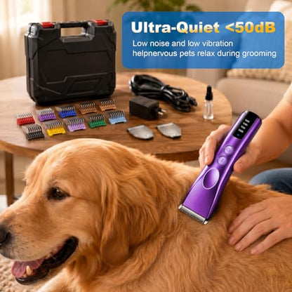 Professional Heavy Duty Dog Clippers for Grooming Thick Heavy Coats - color: Purple