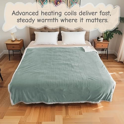Soypipo Electric Heated Blanket 72"x84", 9 Heat Settings 10-Hour Auto-Off - color: 09-light Green, size: Full 72"x84"