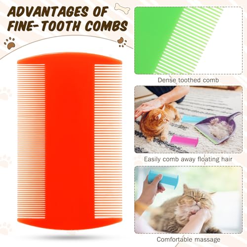 Hushee 100 Pcs Pet Flea Lice Combs Double Sided Fine Tooth for Cat Dog
