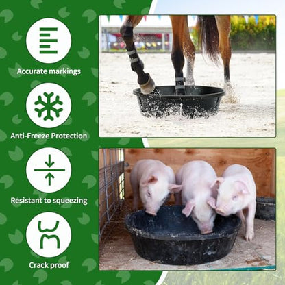 5Pcs Heavy Duty Rubber Feeder Pan, 12Q/3Gal Horse Feed Pan - color: Black-5 Pcs, size: 3Gal(12Q)
