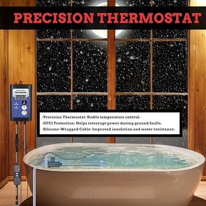 Immersion Water Heater 3500W 240V Portable Bathtub & Pool Submersible Electric Water Heater with Leakage Protection & Thermosta for Hot Tub, Above-Ground Pool, Baptistry & Inflatable Pool