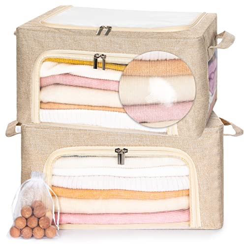 22L Cashmere Sweater Storage Bag And Natural Cedar Ball | BREATHABLE Cashmere Protection Pouch Friendly For Merino Wool/Knit Sweater Storage for Closet Shelf Stackable Knitwear Wool Clothes Organizer - size: Normal 2pack