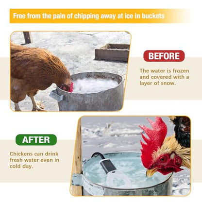 250W Chicken Water Heater,Submersible Bucket Heater Deicer for Poultry - size: 250Watt