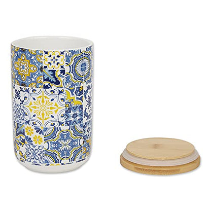 Bone Dry Ceramic Pet Collection Portuguese, Treat Canister, 4x6.5, Azulejos Tile - color: Azulejos Tile, size: 4x6.5"